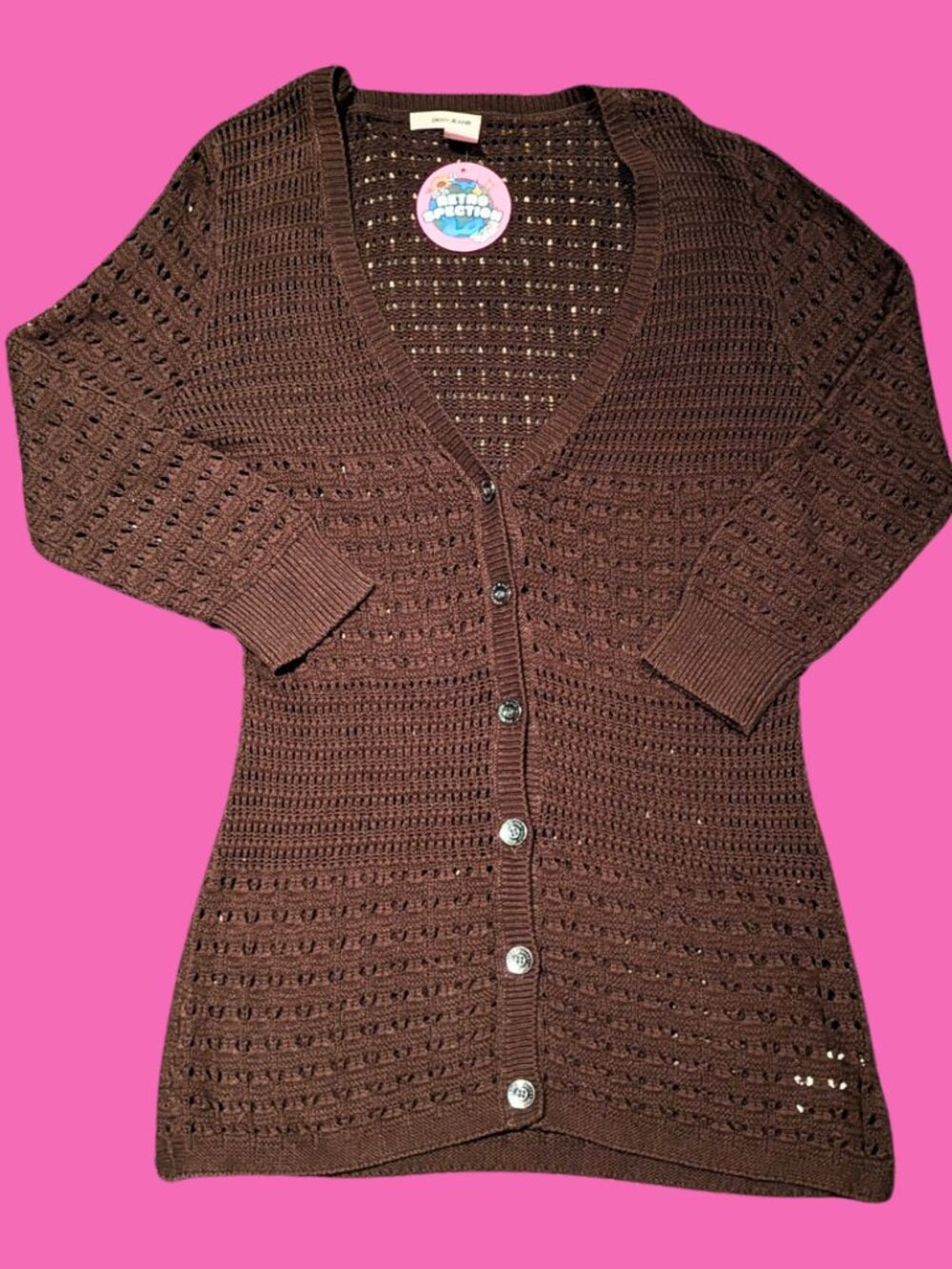 DKNY Jeans Brown Crochet Cardigan Size S